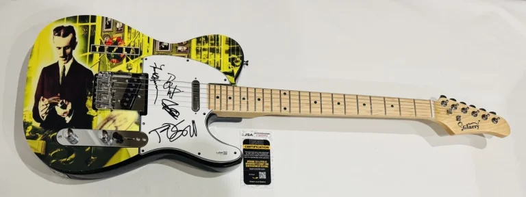 TESLA SIGNED CUSTOM ELECTRIC GUITAR JEFF KEITH HANNON WHEAT SKEOCH 4X JSA COA