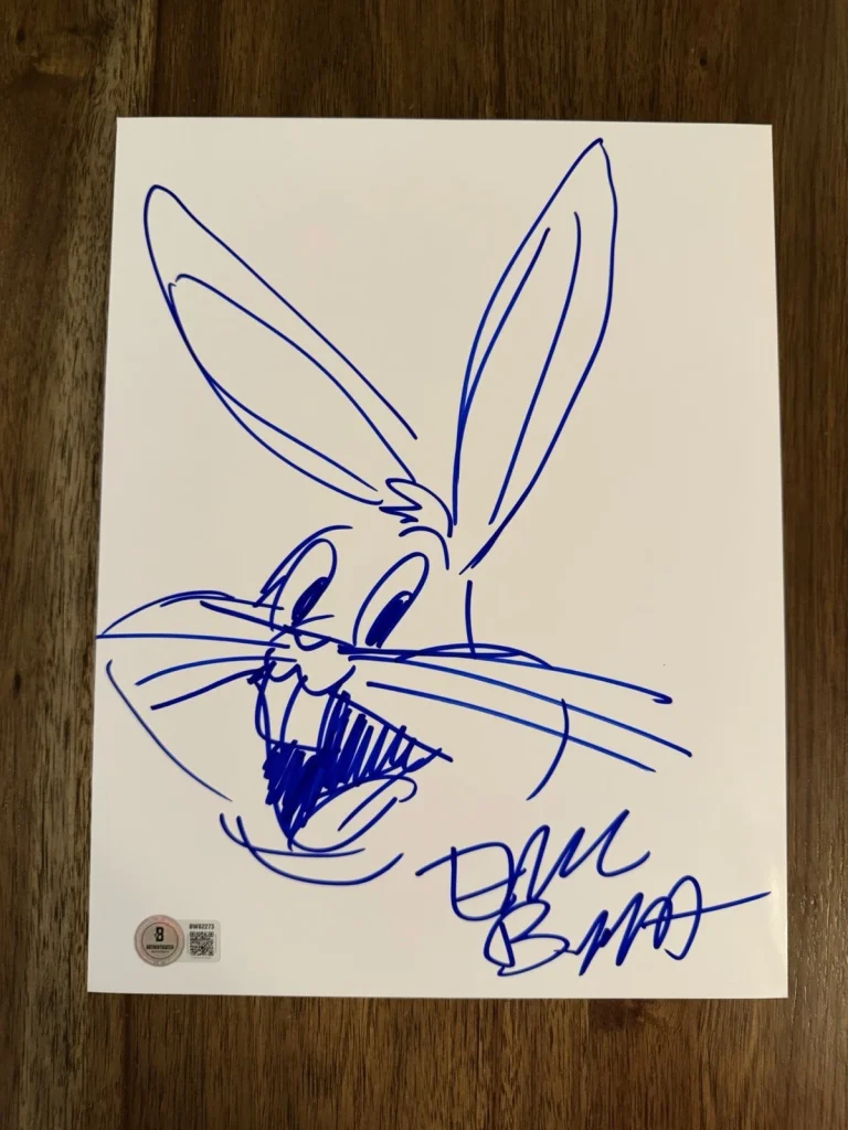 Eric Bauza ‘Bugs Bunny’ Voice Actor Signed Sketch Autograph Beckett Looney Tunes