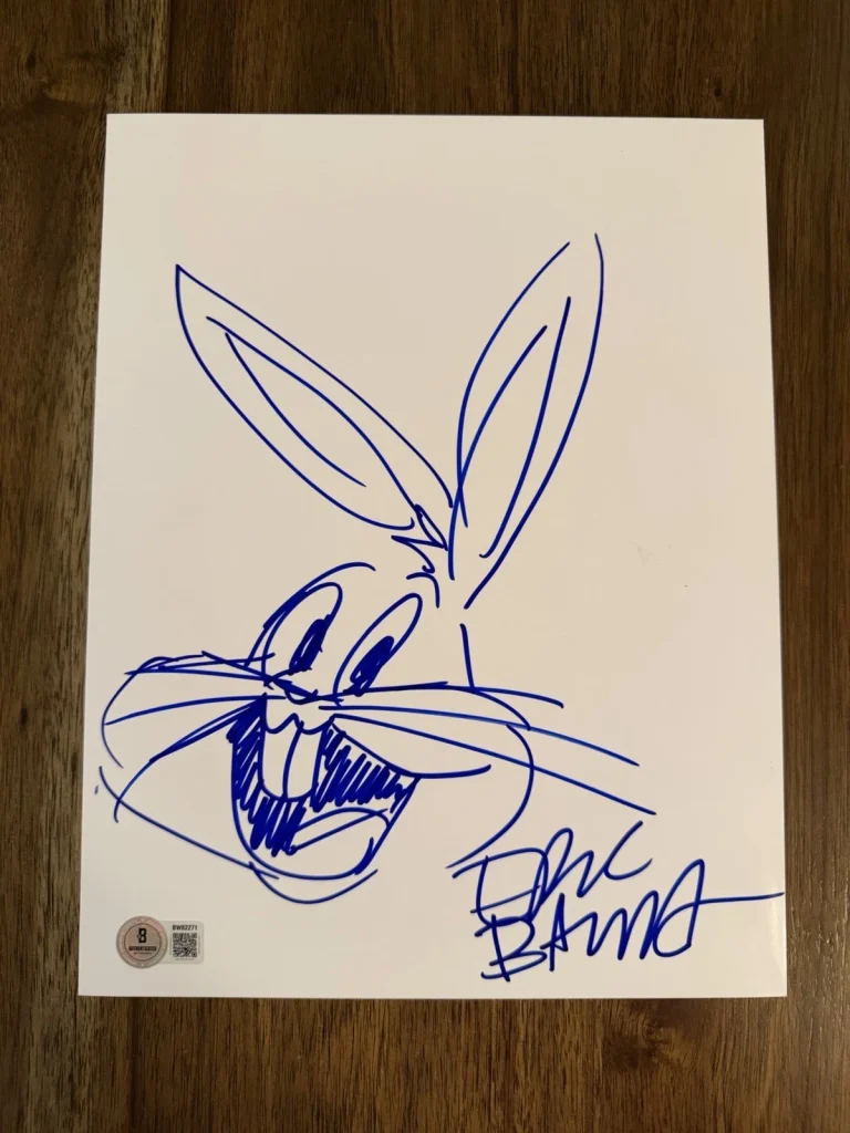 Eric Bauza ‘Bugs Bunny’ Voice Actor Signed Sketch Autograph Beckett Looney Tunes