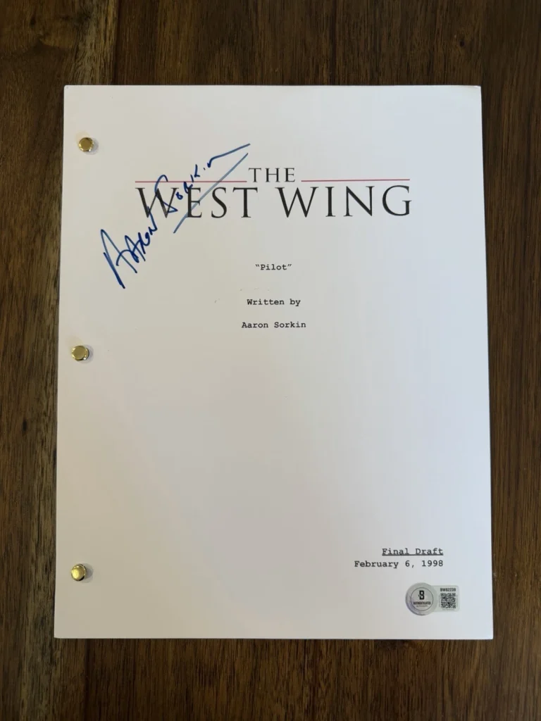 Aaron Sorkin ‘The West Wing’ Writer Signed Full Pilot Script Screenplay Beckett