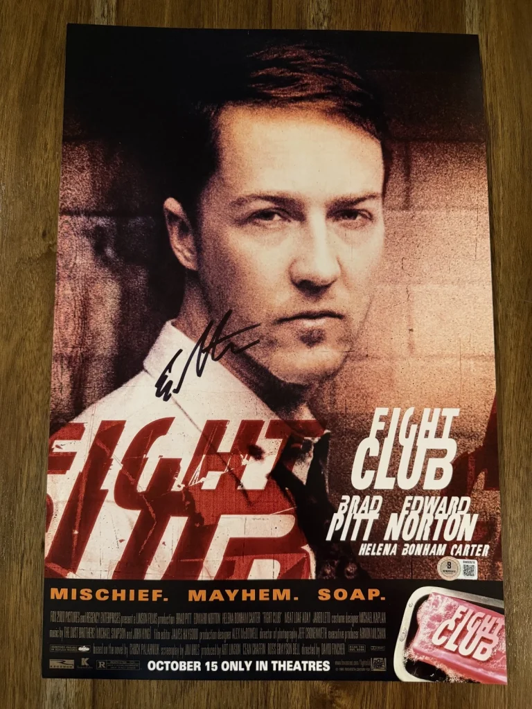 Edward Norton ‘Fight Club' Signed 12x18 Photo 'Narrator' Beckett