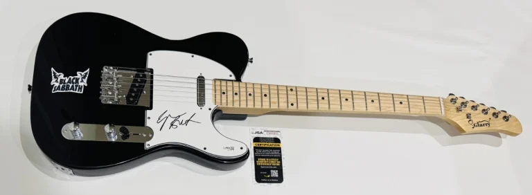 GEEZER BUTLER SIGNED BLACK ELECTRIC GUITAR BLACK SABBATH JSA COA