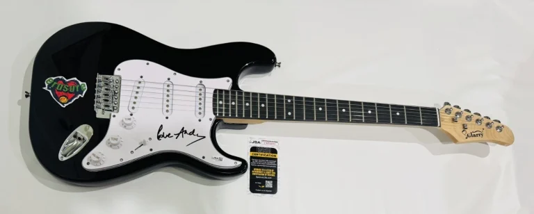 ANDY BELL SIGNED BLACK ELECTRIC GUITAR ERASURE JSA COA