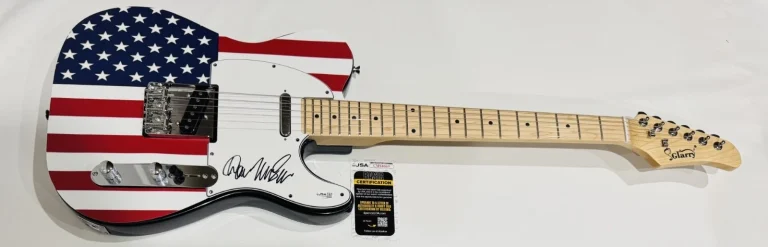 DON MCLEAN SIGNED USA FLAG ELECTRIC GUITAR AMERICAN PIE JSA COA