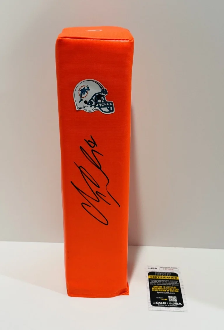 CHANNING CROWDER SIGNED TOUCHDOWN PYLON MIAMI DOLPHINS FOOTBALL JSA COA