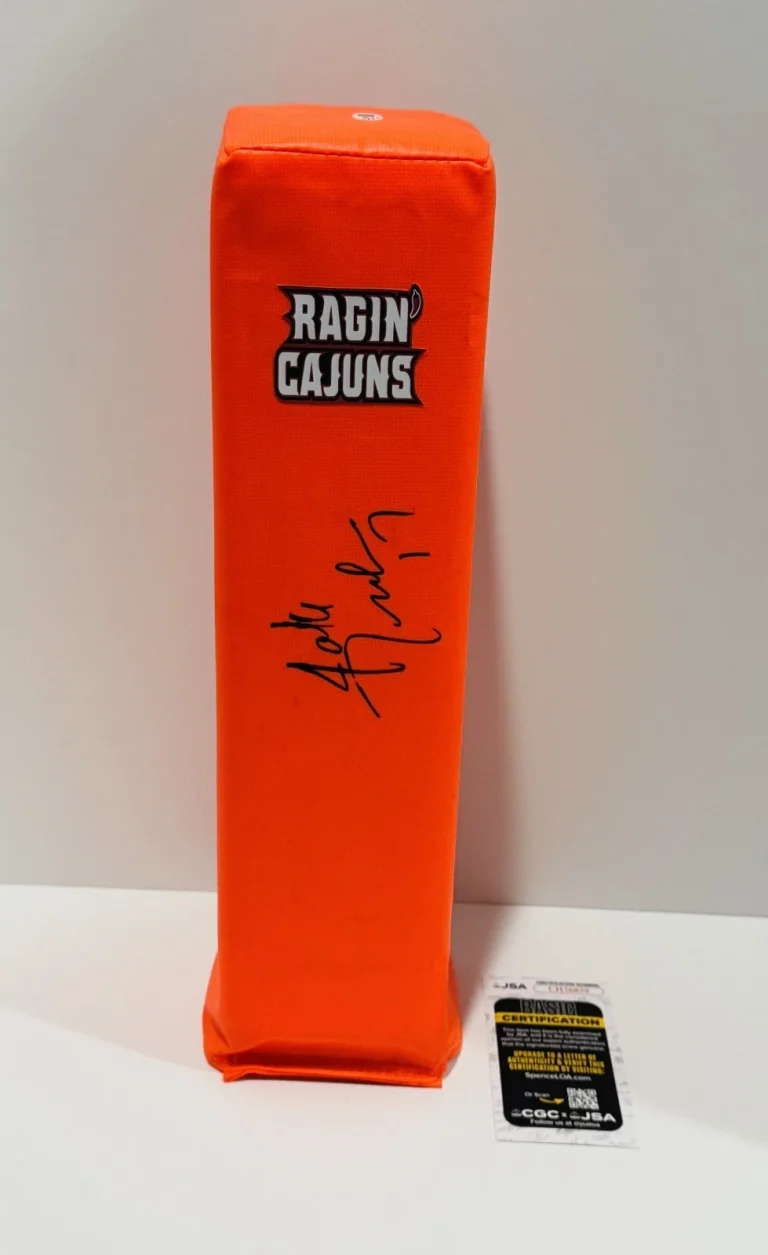 JAKE DELHOMME SIGNED TOUCHDOWN PYLON SOUTHWESTERN LOUISIANA RAGIN CAJUNS JSA COA