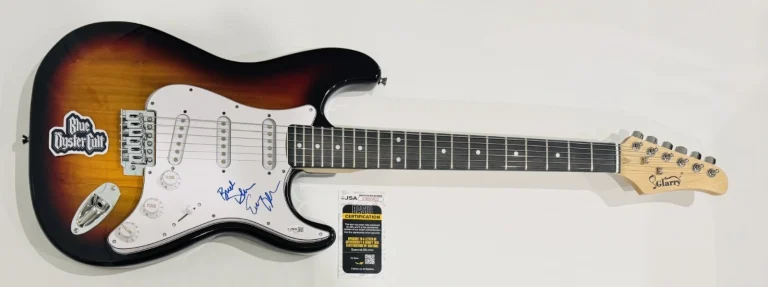 BLUE OYSTER CULT SIGNED SUNBURST ELECTRIC GUITAR BUCK DHARMA ERIC BLOOM JSA COA