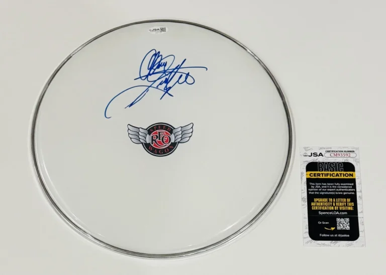 ALAN GRATZER SIGNED 12 INCH REMO DRUMHEAD REO SPEEDWAGON LEGEND JSA COA