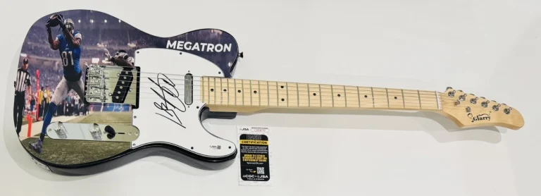 CALVIN JOHNSON SIGNED CUSTOM ELECTRIC GUITAR DETROIT LIONS MEGATRON JSA COA