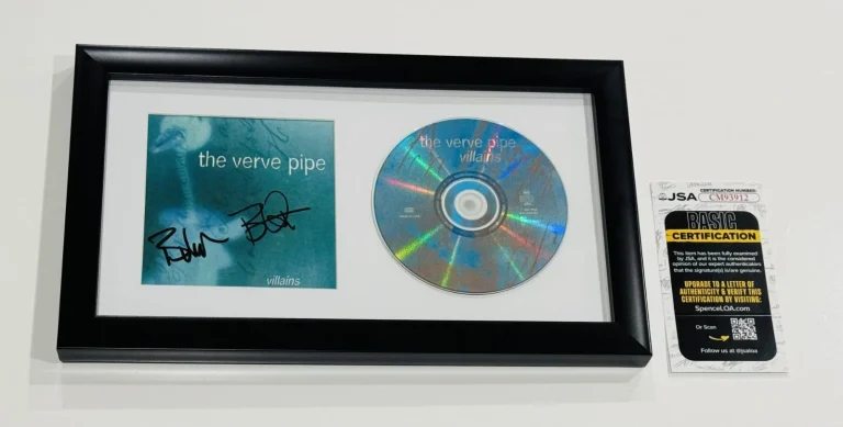 THE VERVE PIPE SIGNED FRAMED VILLAINS CD BRIAN VANDER ARK BRAD 2X JSA COA