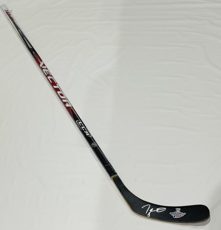 TAYLOR HALL SIGNED FS HOCKEY STICK HURRICANES 2026 STANLEY CUP CHAMPIONS JSA COA