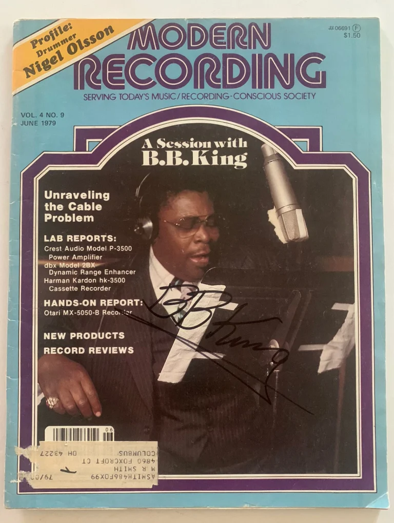 BB King Signed Autographed Modern Recording Magazine Cover Photo BAS Certified