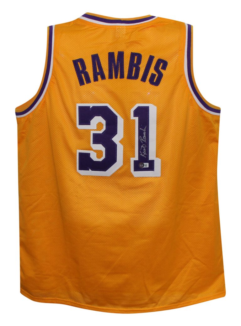 Kurt Rambis Autographed/Signed Pro Style Yellow XL Jersey Beckett 38708