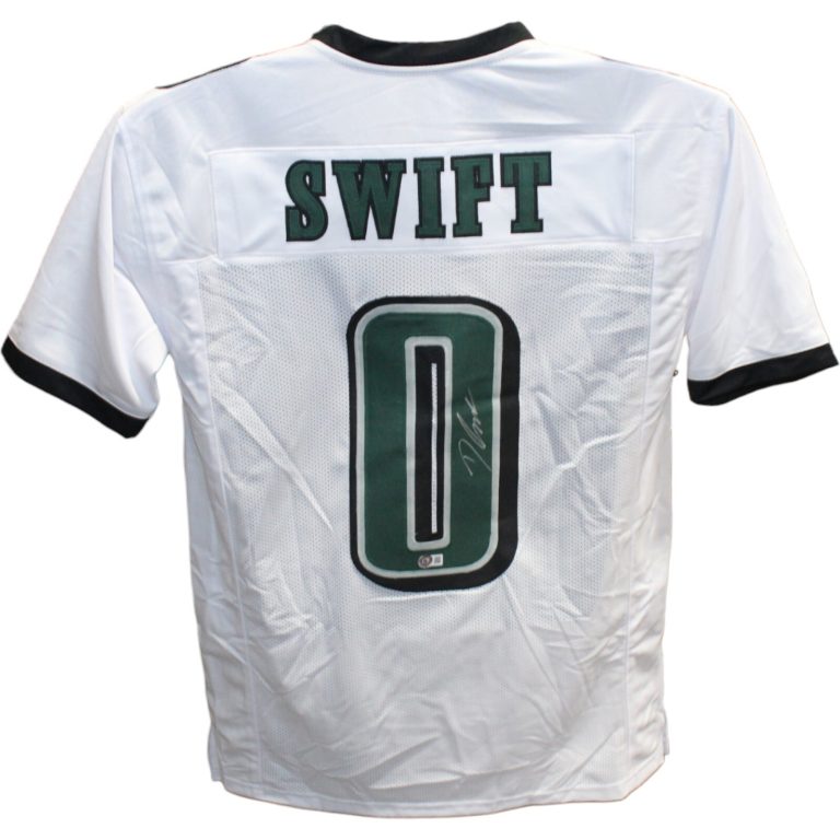 D'Andre Swift Autographed/Signed Pro Style White Jersey Beckett 42617