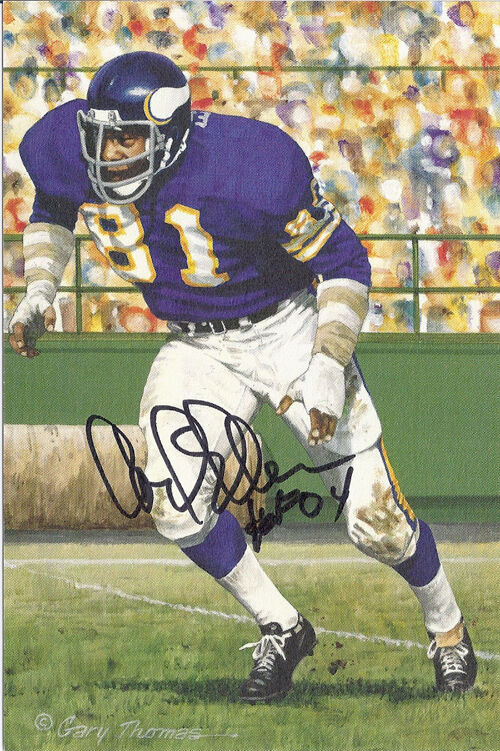 Carl Eller Autographed Minnesota Vikings Goal Line Art Card Black HOF 11140