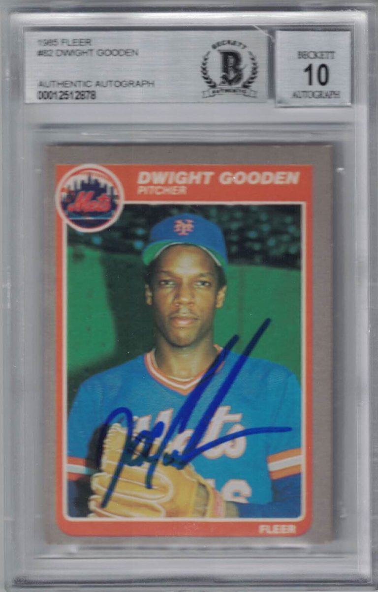 Dwight Gooden Signed New York Mets 1985 Fleer Trading Card BAS 10 Slab 29578