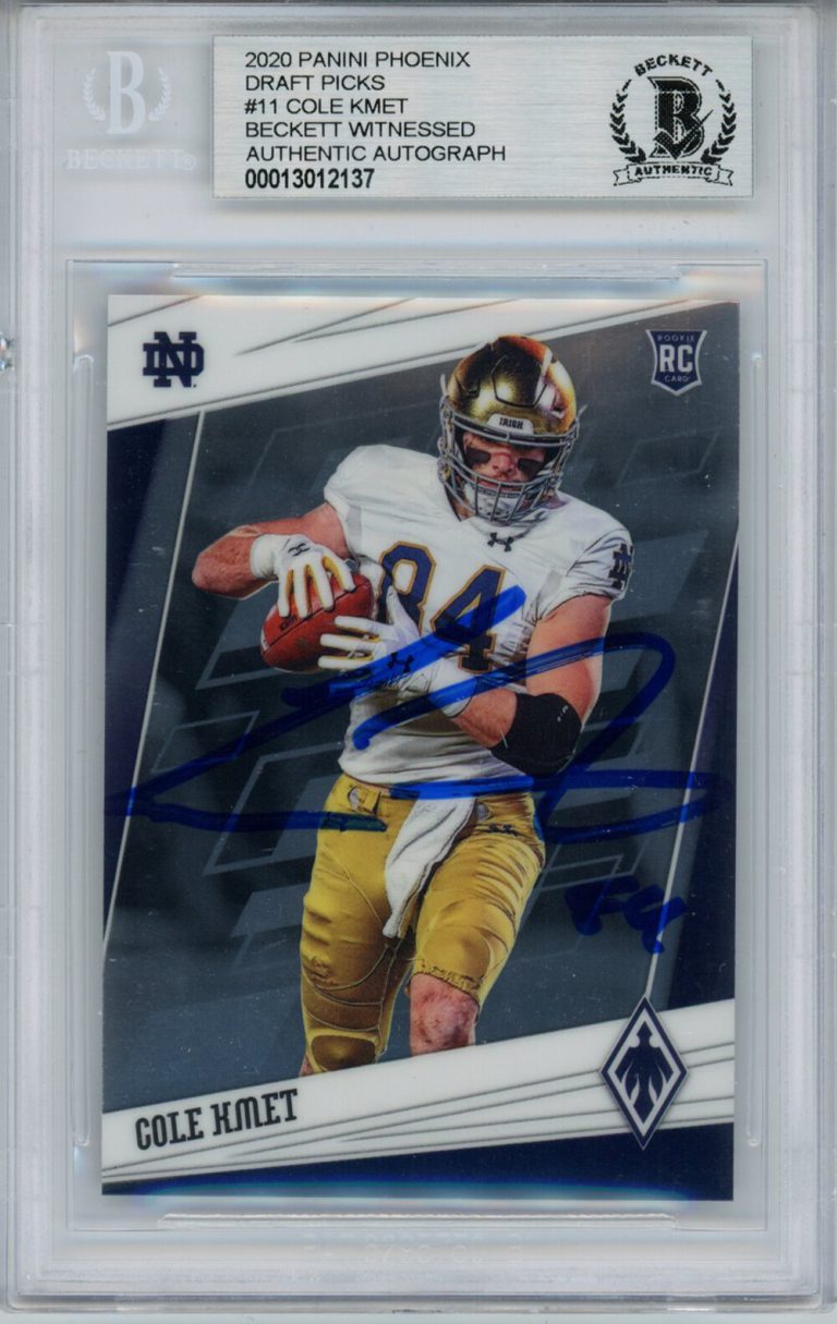 Cole Kmet Autographed 2020 Phoenix #11 Rookie Card BAS Slab 33073