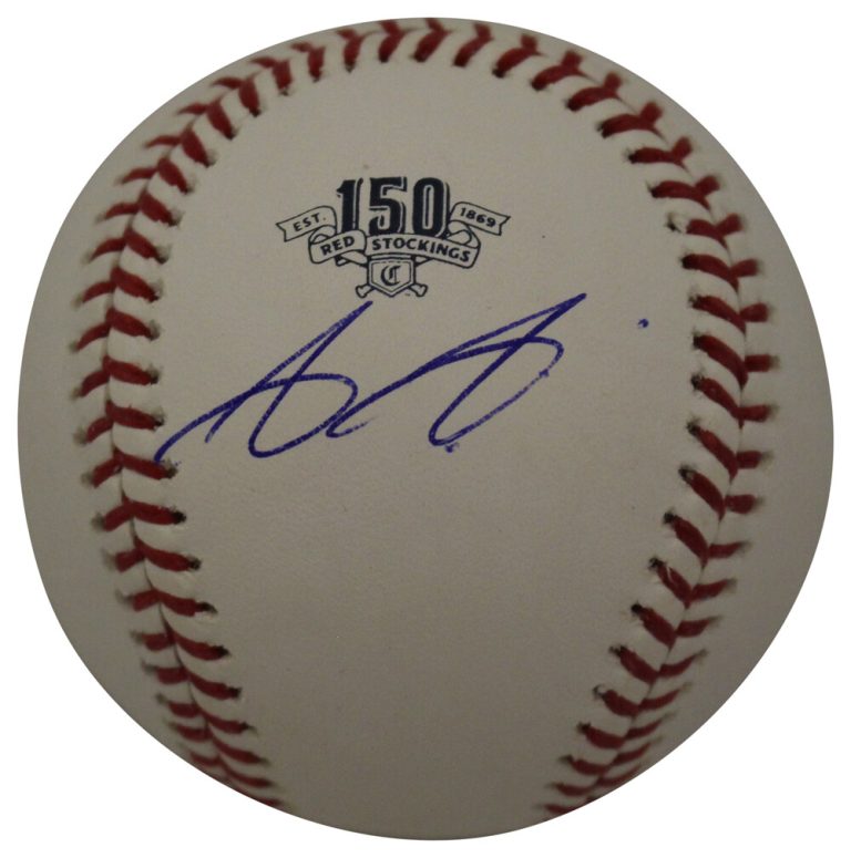 Aristides Aquino Autographed/Signed OML Baseball Reds 150th Anv MLB 36009