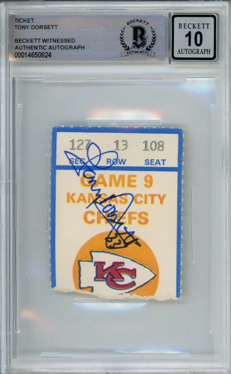 Tony Dorsett Signed 11/20/1983 vs Chiefs Ticket Stub Beckett 10 Slab 39259
