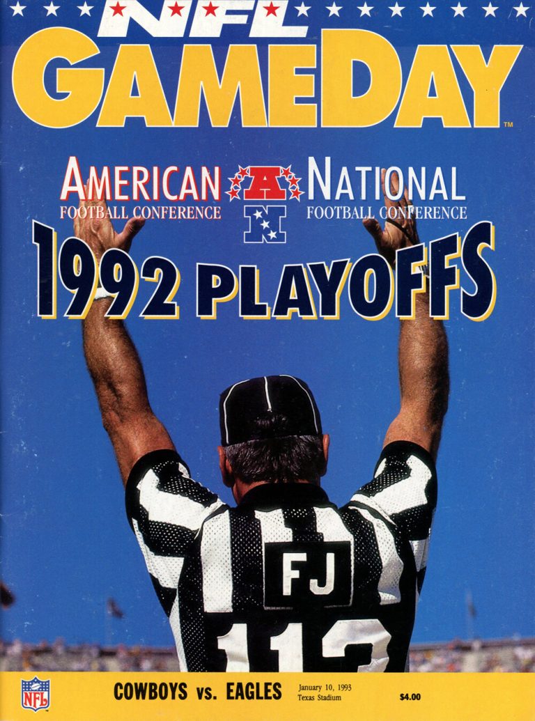 NFL Gameday Magazine 1/10/1993 Dallas Cowboys vs Philadelphia Eagles 38335