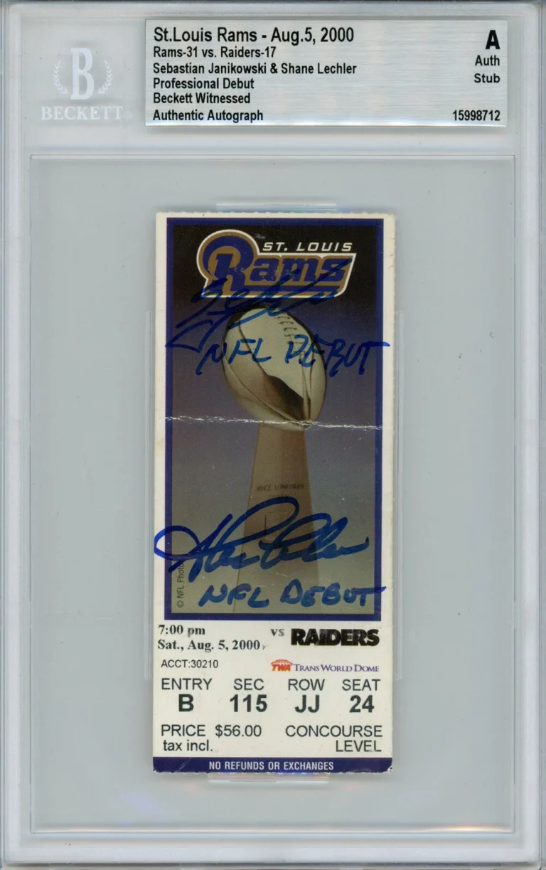 Sebastian Janikowski & Shane Lechler Signed Ticket NFL Debut BAS Slab 42978