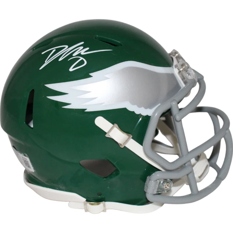 D'Andre Swift Signed Philadelphia Eagles Green Mini Helmet BAS 42960