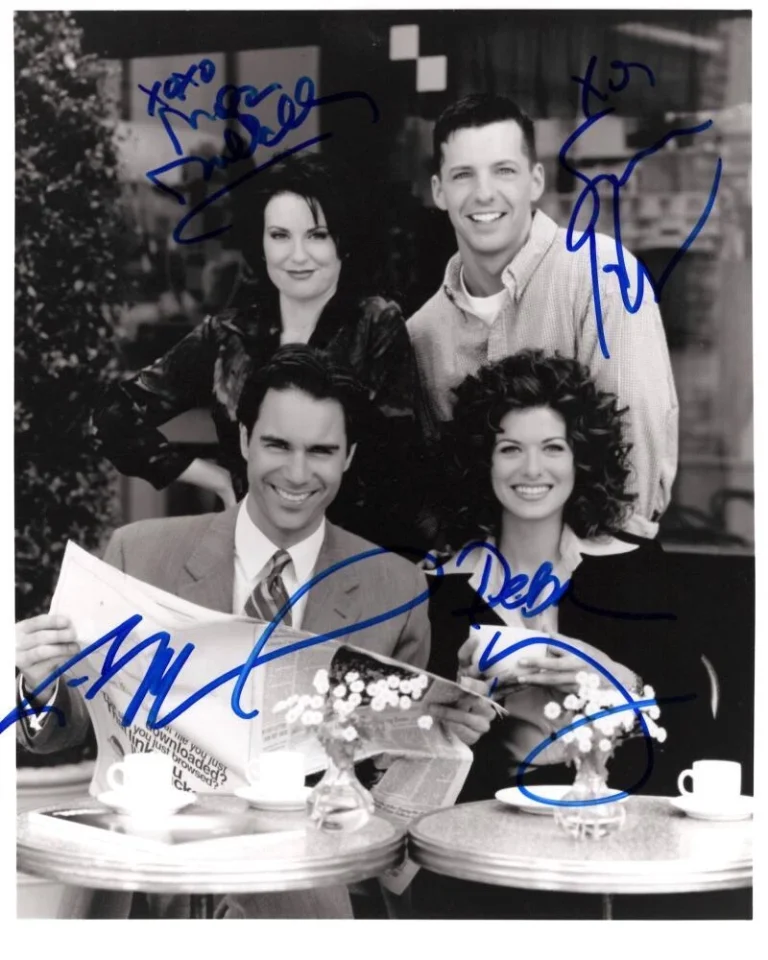 Will & Grace Full Cast Signed Autograph 8x10 Original Press Still Photo JSA COA