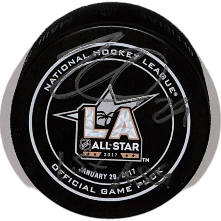 Nate MacKinnon Signed Colorado Avalanche '17 ASG Insc. Hockey Puck JSA 43456
