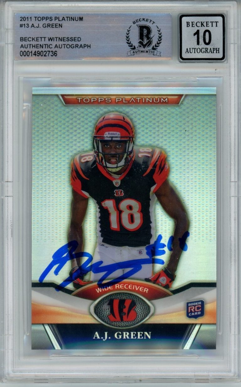 AJ Green Signed Bengals 2011 Topps Platinum #13 Beckett Auto 10 40683