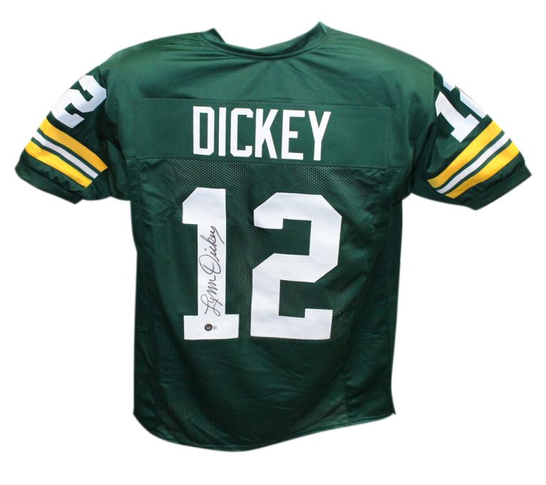 Lynn Dickey Autographed/Signed Pro Style XL Green Jersey Beckett 41019