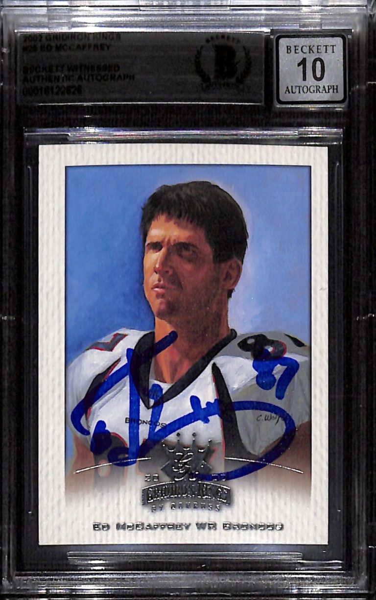 Ed Mcaffrey Signed 2002 Gridiron Kings Trading Card Grade 10 Beckett 43861
