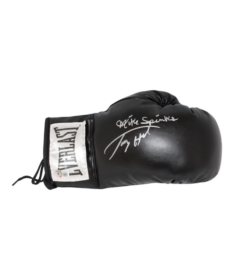 Larry Holmes & Michael Spinks Signed Black Right Boxing Glove Beckett 41191