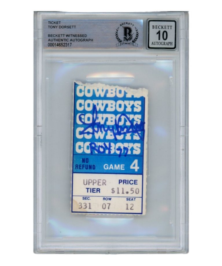 Tony Dorsett Autographed/Signed 11/6/1977 Ticket Stub ROY Beckett 39421