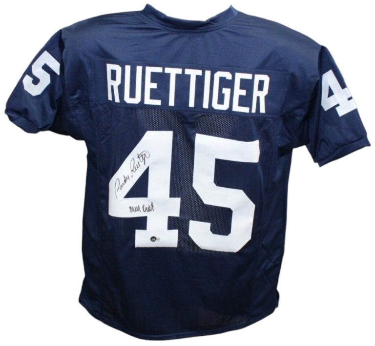 Rudy Ruettiger Autographed College Style Blue Jersey XL Insc. Beckett 41171
