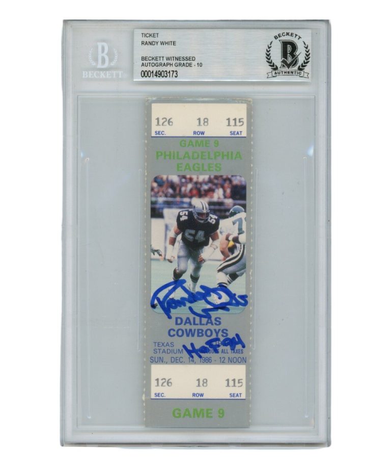 Randy White Signed Dallas Cowboys 12/14/86 Ticket Stub Beckett 40725