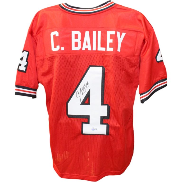 Champ Bailey Autographed/Signed College Style Red Jersey Beckett 30550