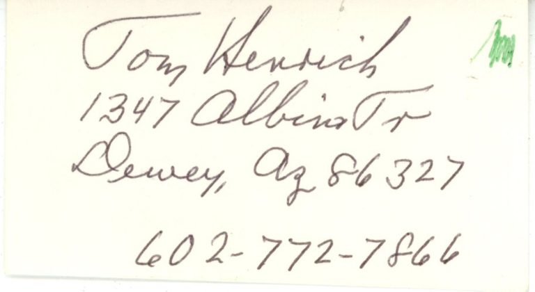 Tom Henrich Signed New York Yankees Cut w/Home Address BAS 45105