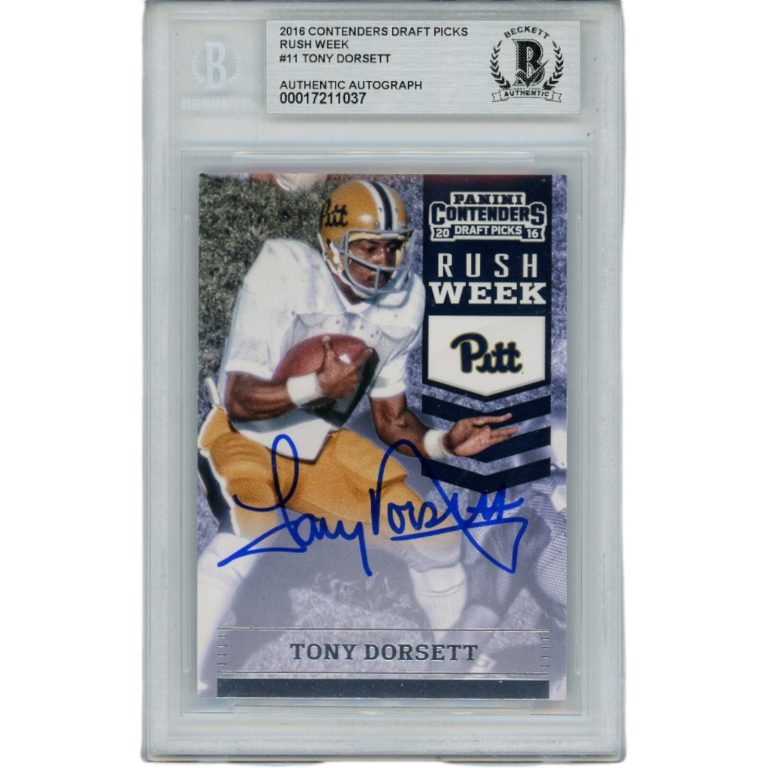 Tony Dorsett Autographed 2016 Contenders Draft 11 Slabbed Trading Card BAS 45891