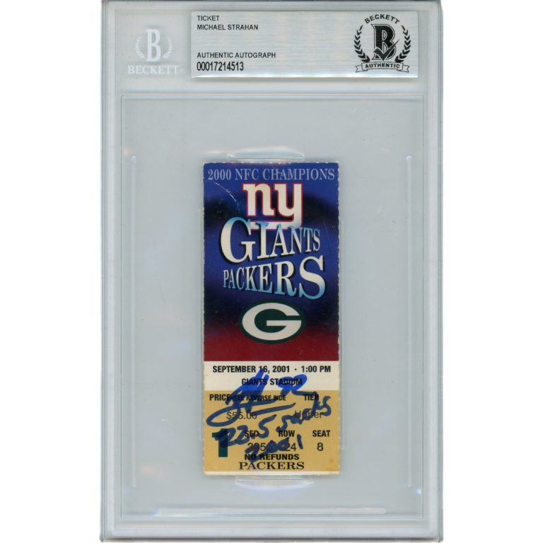 Michael Strahan Autographed New York Giants Ticket Stub 22.5 Sacks Beckett 46067