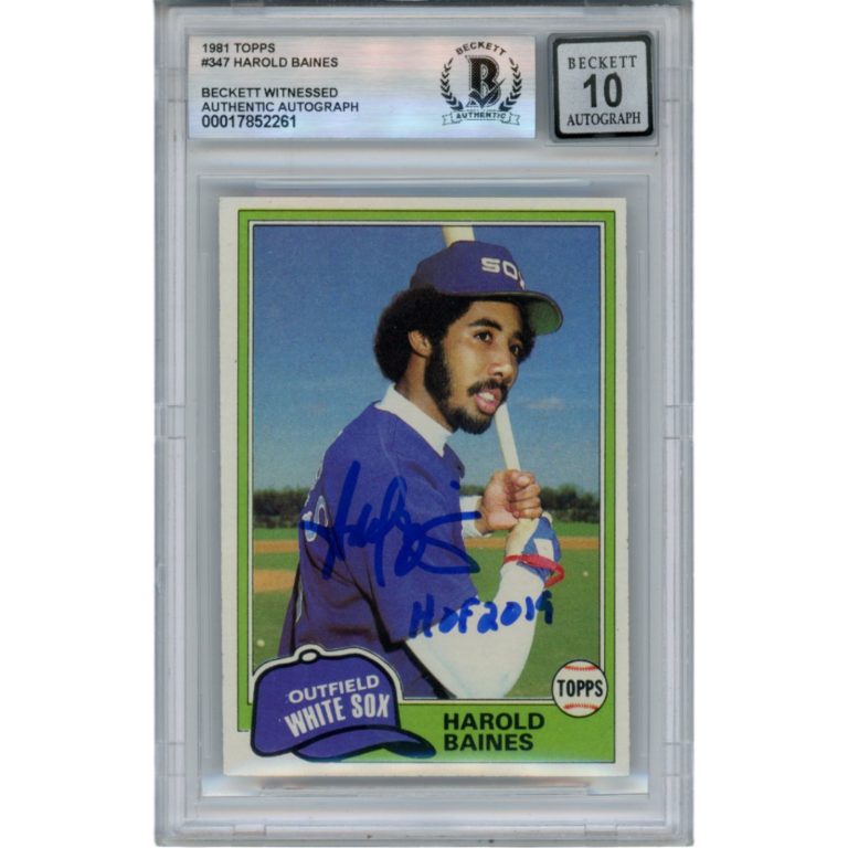 Harold Baines Autographed 1981 Topps #347 HOF Slabbed Trading Card Beckett 50613