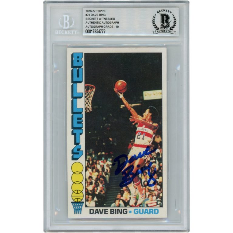 Dave Bing Autographed 1976-77 Topps #76 HOF Slabbed Trading Card Beckett 50623