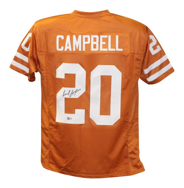 Earl Campbell Autographed College Style Blue Jersey XL Beckett Witness 40097