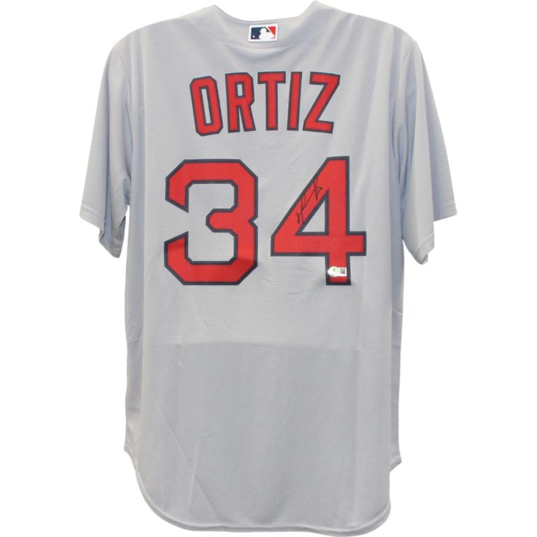 David Ortiz Signed Boston Red Sox Nike Gray Replica sz L Jersey Beckett 51168