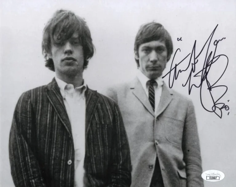 Charlie Watts Signed Autograph 8x10 Photo Rolling Stones w/ Mick Jagger JSA COA