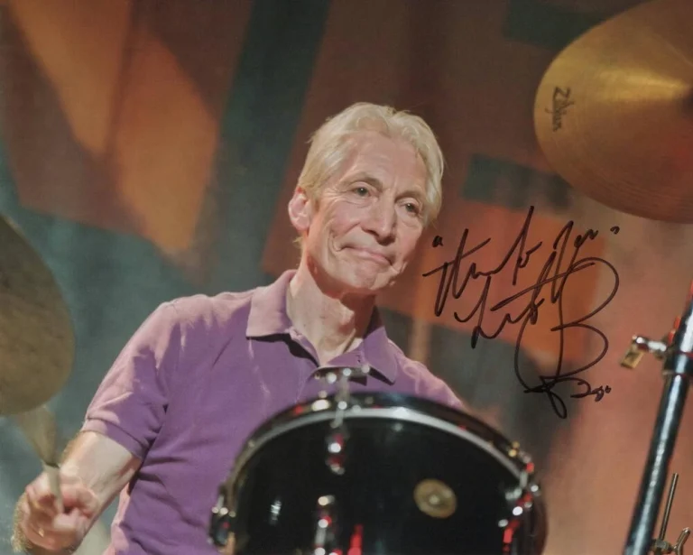 CHARLIE WATTS SIGNED AUTOGRAPH 8X10 PHOTO - ROLLING STONES, JUMPIN' JACK FLASH