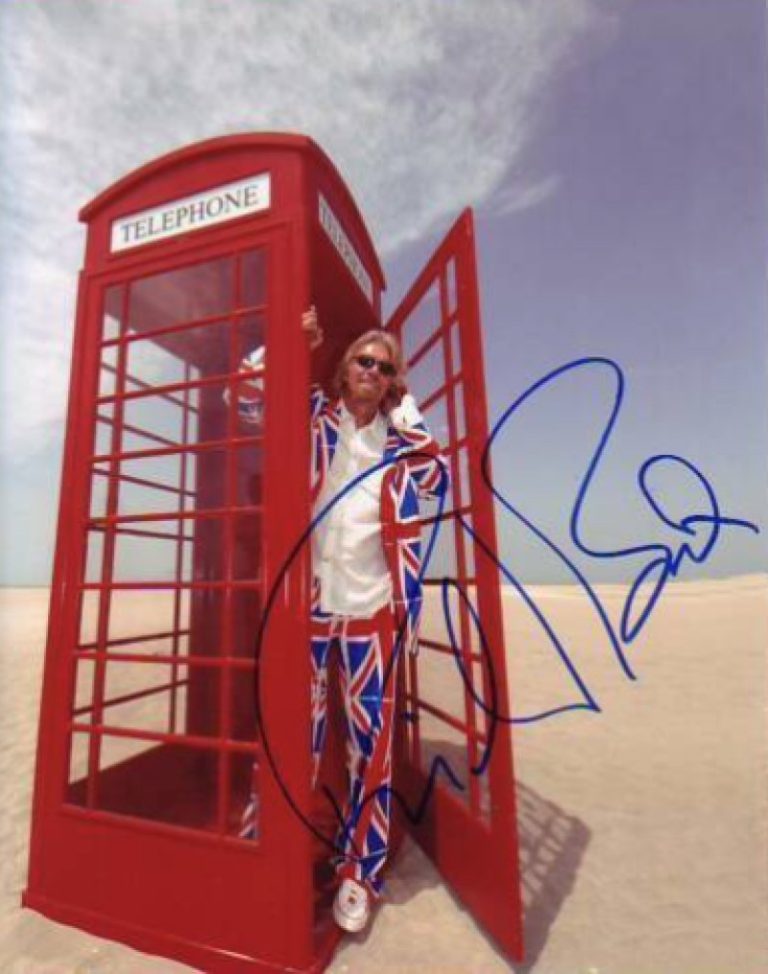 RICHARD BRANSON SIGNED AUTOGRAPH 8x10 PHOTO - VIRGIN GALACTIC SPACE TRAVELER!