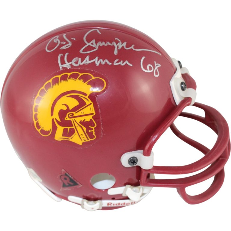 O.J. Simpson Autographed/SIgned USC Trojans VSR4 Mini Helmet Heisman PSA 52749