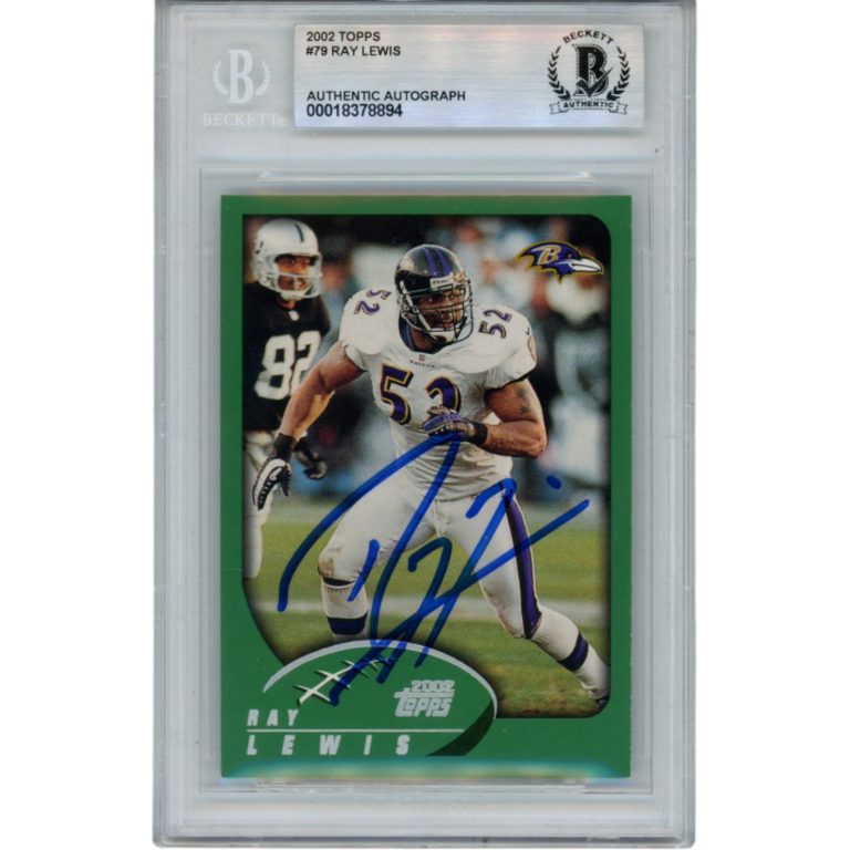 Ray Lewis Autographed/Signed 2002 Topps #79 Trading Card Beckett 53062