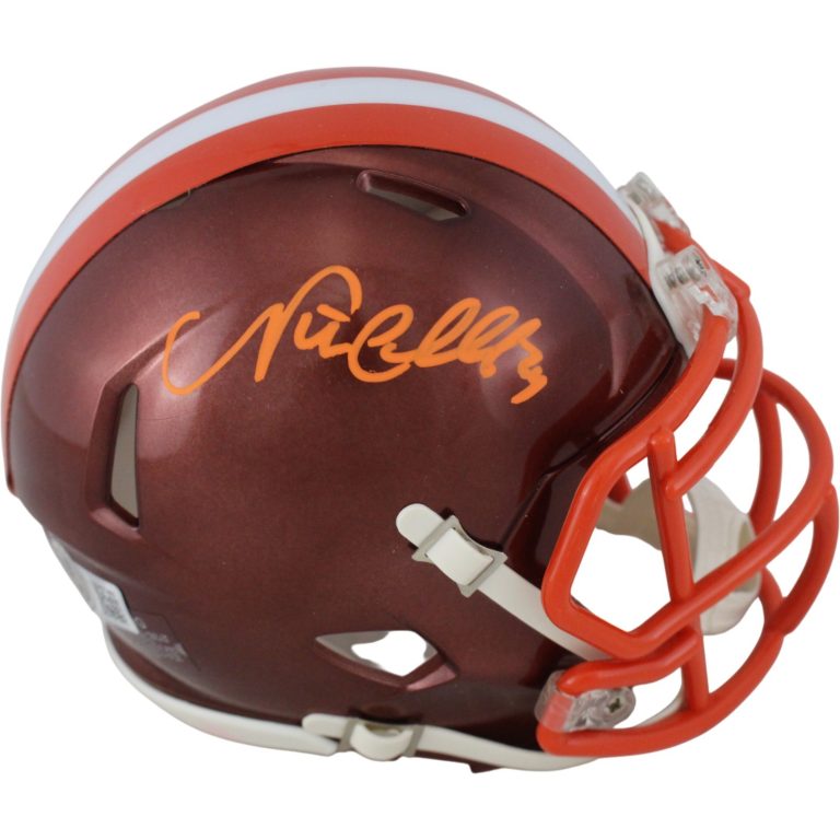 Nick Chubb Autographed Cleveland Browns Flash Mini Helmet Beckett 53605