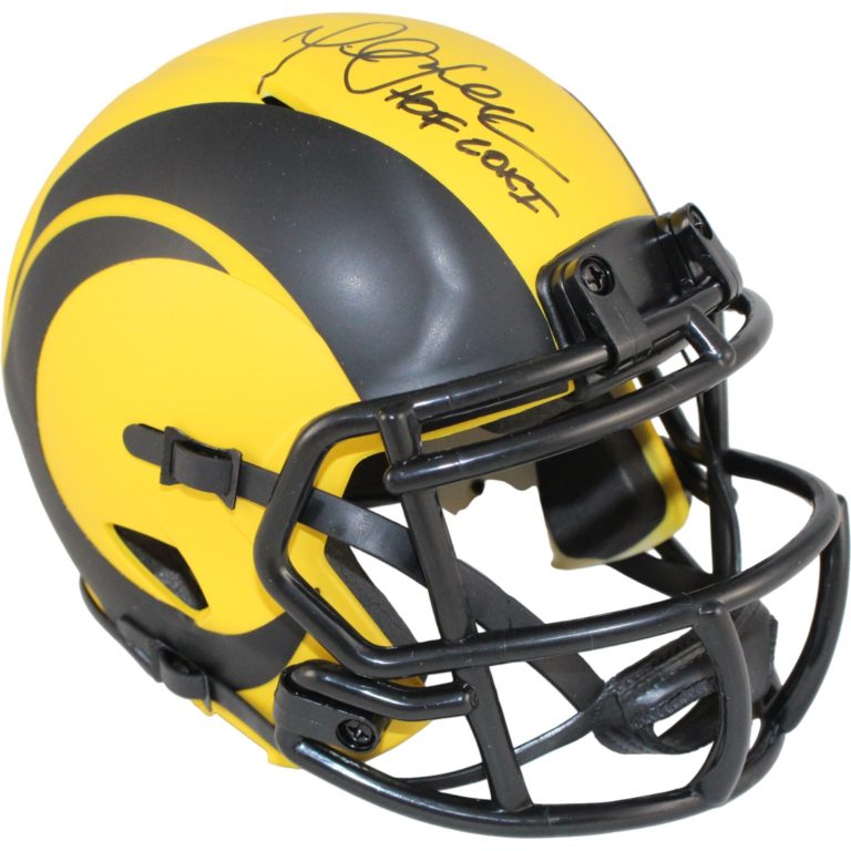 Marshall Faulk Autographed St Louis Rams Rave Mini Helmet HOF Beckett 53616